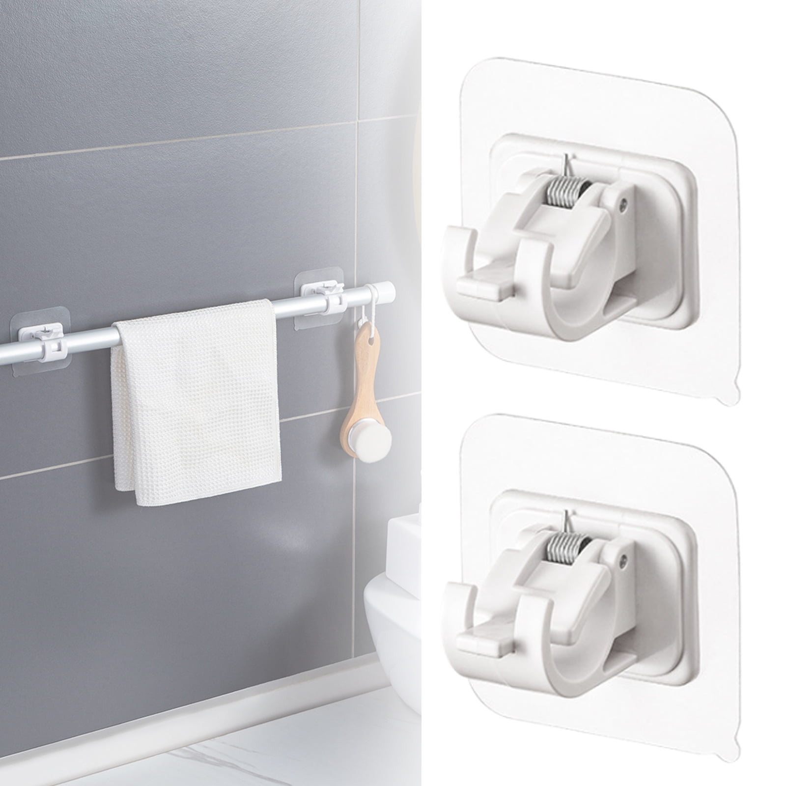 2Pcs Selfadhesive Hooks Curtain Rod Bracket Pole Drapery Hook Holders