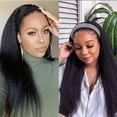 thumbnail image 3 of Yanonmyfd  22Inch Yaki Straight Headband Wig for Women Long Black Afro Kinky Straight Wig Headband Synthetic Wigs Glueless Synthetic Wigs None Lace Front Headbands Wigs with Headband Attached, 3 of 8