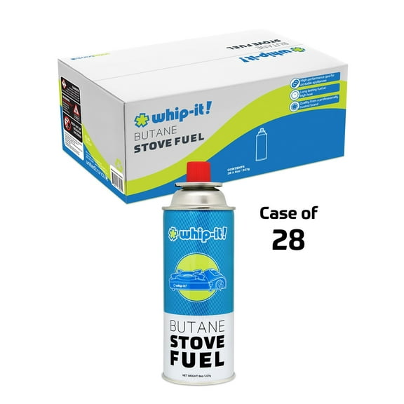 WHIP IT BUTANE FUEL GAS GASONE PORTABLE CAMPING STOVE 8 OZ 28 CANS CAMP 227G