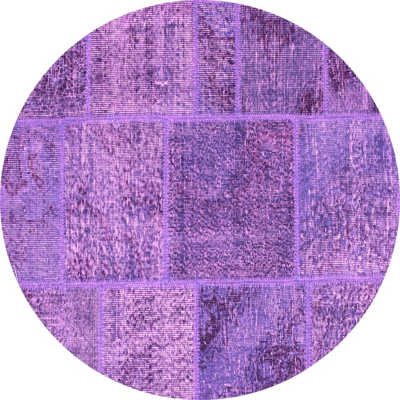 Ahgly Company Indoor Round Patchwork Pink Transitional Area Rugs, 7' Round