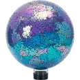 thumbnail image 2 of Gazing Ball, Iridescent Crackled Glass Mosaic Gazing Balls Sphere for Garden Lawn Outdoor Ornament Yard Decorative, 10-Inch, Purple, 2 of 9