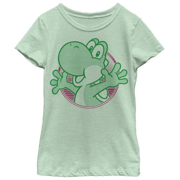 Girl's Nintendo Cute Yoshi  Graphic Tee Mint Medium