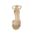 thumbnail image 5 of BLISSFUL STEP Women's Shoes Chunky Heel Ankle Strap Open Toe Glitter Sandals Gold 10, 5 of 7
