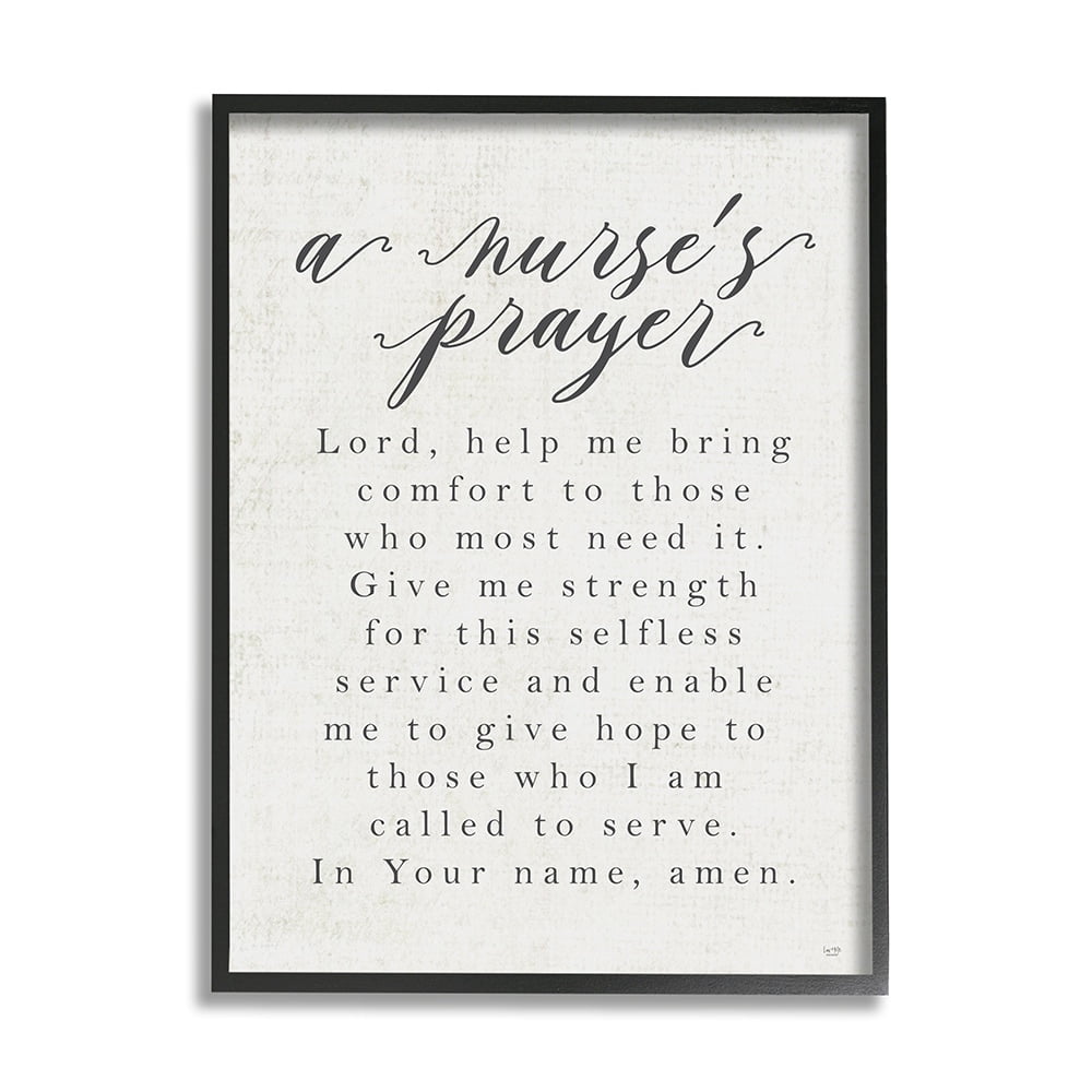 Stupell Industries A Nurse's Prayer Inspirational Office Faith Black Framed by LUX + Me Designs