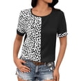 thumbnail image 1 of WEAIXIMIUNG Chemises à Manches Longues pour Femmes Travail T-Shirts à Manches Courtes Mode Col Rond Hauts Imprimé Léopard Blouses Décontractées, 1 of 9