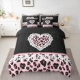 thumbnail image 2 of jejeloiu Leopard Print 7-Piece Twin Bedding Sets,Romantic Valentine Day Bedding Comforter Set,Pink Black Sheet Sets For Girls Teens,Ultra Soft Home Decor Reversible, 2 of 8