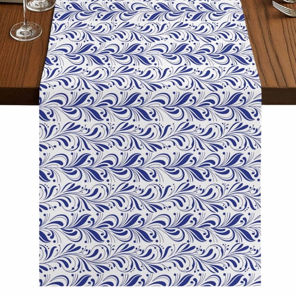Table Runners 36 Inches Long Dress Scarves, Purple Flower Pattern Farmhouse Kitchen/Dining Table Runner, Short Coffee Tablerunners, Vintage Floral Botanical Simple 13x36 Inch