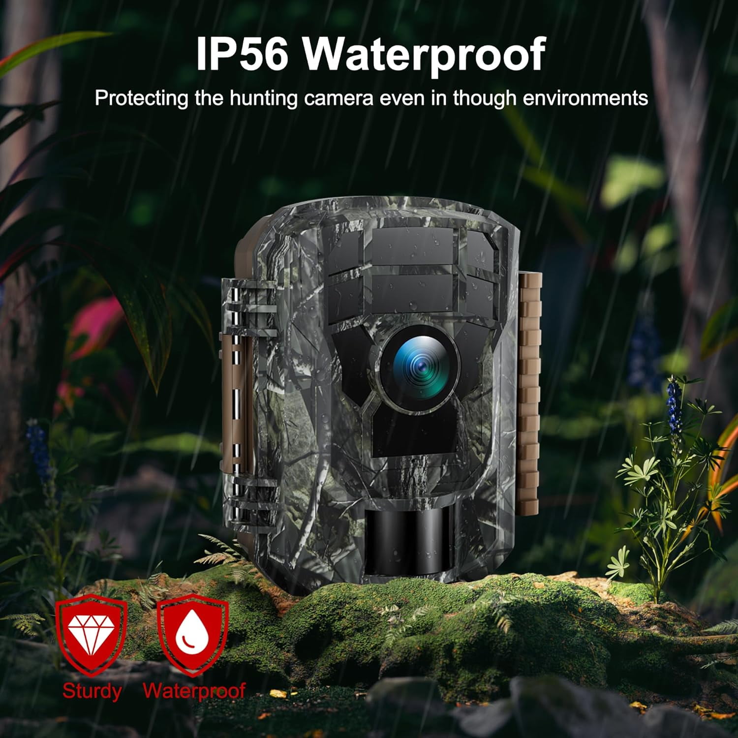CAMPARK Trail Camera with 32G SD Card 36MP 2K Hunting Camera with Night Vision Motion Activated IP66 Waterproof, 120° Wide-Angle Trail Cam Small for Wildlife Scouting