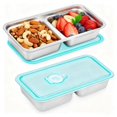 thumbnail image 1 of Stainless Steel Food Storage Box, Stainless Snack Containers Stainless Snack Containers with Lids Lunch Box Containers for Travel, a Two-Compartment Stainless Steel Box, with a Lid, 1 of 6