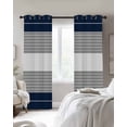 thumbnail image 3 of Fsddascl Navy Blue Grey Stripe Blackout Curtains for Bedroom/Living Room, Thermal Insulated Kitchen Curtains, Modern Art Horizontal Striped Grommet Darkening Window Treatment Drapes 27.5"x39"x2, 3 of 8