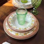 STPgoods Green Faceted Stackable Drinking Glasses Set 4 Pcs 8.45 fl oz Glass Tumbler Set Water Glasses