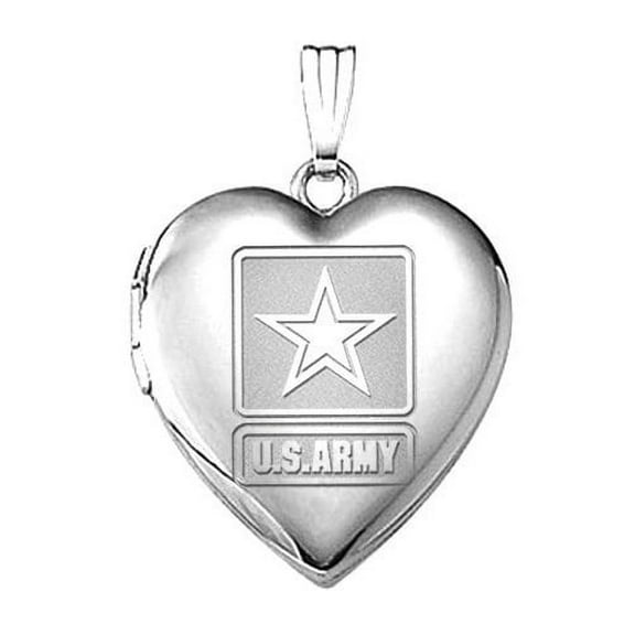 Sterling Silver Army Heart Locket - 3/4 inch x 3/4 inch
