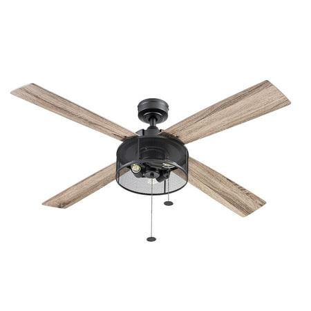 Better Homes & Gardens 52" 4 Blade Matte Black Cage Ceiling Fan with Lights