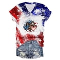 thumbnail image 2 of Camisas de Manga Corta para las Mujeres Día de la Independencia Blusas Estampado Cuello en V Top, Blusas para las Mujeres Casual, 2 of 5