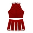 thumbnail image 4 of YiZYiF Womens 2Pcs Cheerleading Costume Sleeveless Tops with Pleated Mini Skirt Outfit Set, 4 of 6