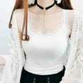 thumbnail image 6 of Skymirror Women Summer Thin Vest U-Neck Sleeveless Slim Fit Tank Tops Solid Color Lace Trimmed Camisole Streetwear, 6 of 8