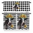 thumbnail image 2 of Kitchen Window Curtains Valance and Tier Set, Farm Cow with Sunflower Rod Pocket Tier Curtain Valance Set, Country Buffalo Black and White Plaid Light Filtering Cafe Curtains for Bedroom Living Room, 2 of 9