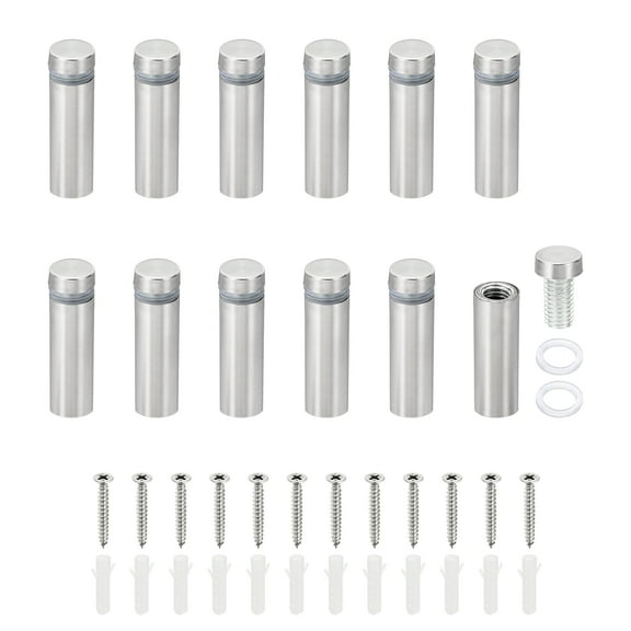 Uxcell 1/2 x 1.6 Inch Sign Standoff Screws, 12 Set Stainless Steel Wall Standoff,Silver