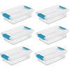 Sterilite Small File Clip Box Clear Storage Containers w/ Lid (6 Pack) 19618606