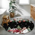 thumbnail image 4 of Round Area Rugs Collection 4 Ft, Black Christmas Non-Slip Residential Carpet, Snowman Xmas Truck Balls Tree Indoor Crawling Mats Runner Rugs for Living Room/Dining Room/Bedroom, 4 of 8