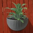 thumbnail image 4 of Wall Hanging Flowers Planter, Imitation Rattan Wall-Mounted Semicircular Flower Pot, No-Drill Hanging Flower Basket, Hydroponic Flower Pot, for Indoor Outdoor Balcony Fence 1Pack, 4 of 9