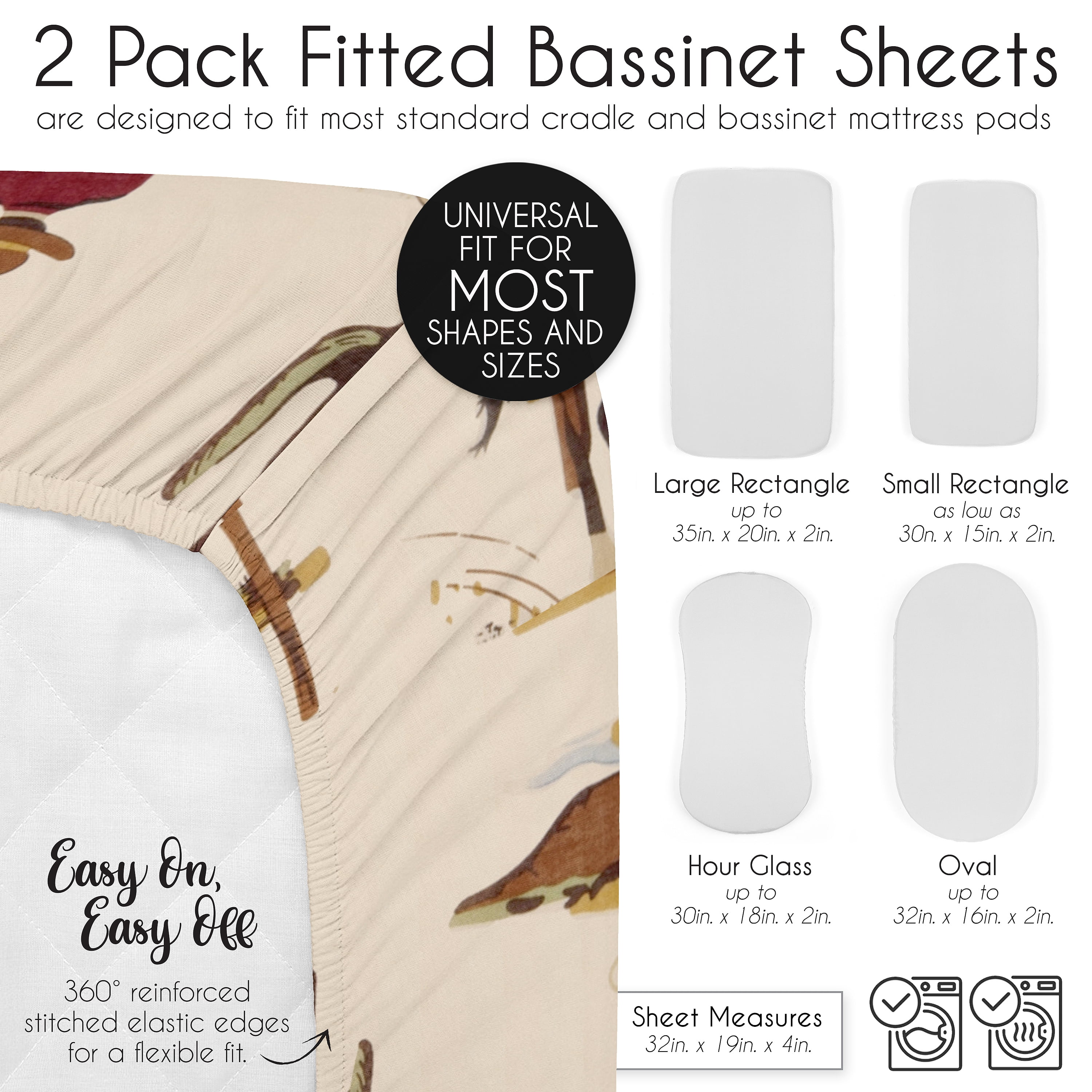 Sweet Jojo Designs Wild West Cowboy Horseshoe Print Boy Baby Bassinet Fitted Sheets Set 2 Piece