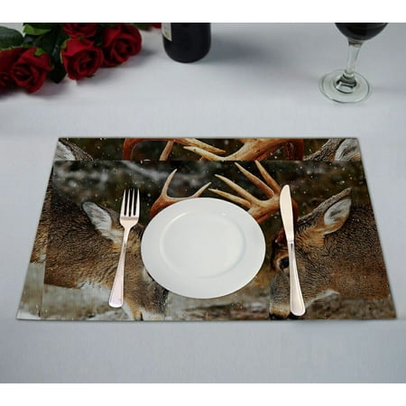 

ZKGK Deer Placemat Table Mat 12x18 inches Set of 2