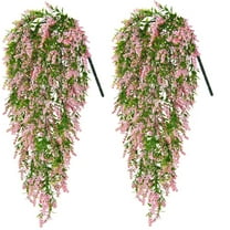 Viworld 2 Park Hanging Plants Artificial Lavender UV Resistant Plants Fake Hanging Vines Fake Hanging Flowers for Spring Decor, Home Garden Office Wedding Decor(Pink)