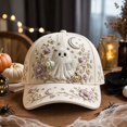 thumbnail image 6 of GrmtClth Ghost Pumpkin Halloween Baseball Cap Printed Trucker Hat Fun Holiday Costume Accessory Adjustable Cream Dad Hat for Adults Party Daily Wear, 6 of 6
