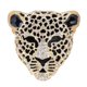 thumbnail image 1 of Broche de solapa con forma de animal de cristal y diamantes de imitación con cabeza de leopardo moteada y esmalte negro vintage (dorado), 1 of 5