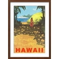 thumbnail image 2 of Art.com Hawaii, Cruise Liner, Girl on Beach Path Art Print, Brown Frame Wall Art, 17" x 23", 2 of 5