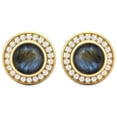 thumbnail image 1 of 7mm Forme Ronde Labradorite 925 Argent Argent Vermeil Solitaire Femmes Mariage Boucles d'Oreilles, 1 of 3