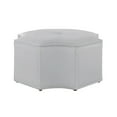 thumbnail image 3 of Nicole Miller Cocktail Ottoman Zaid PU Leather Upholstered Octagon Single Tufted Nailhead Trim, Silver/Chrome, 3 of 10