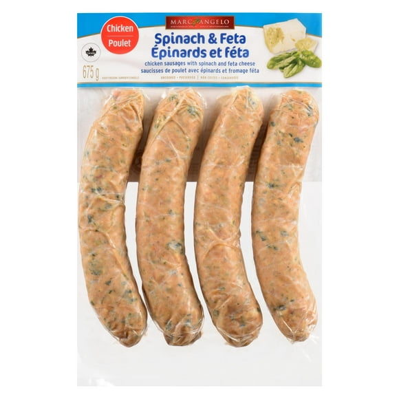 Marcangelo saucisses de poulet avec épinards et fromage féta 4 saucisses, 675g, congelé