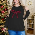 thumbnail image 5 of SwiftWear Women's Merry Christmas Red Bow Sweatshirt - Festive Crewneck Holiday Top Soft Long Sleeve Casual Wear for Seasonal Celebrations Black, 5 of 9