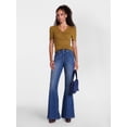 thumbnail image 3 of Scenario Women's V-Neck Henley Top with Short Puff Sleeves, Sizes XS-XXXL, 3 of 6