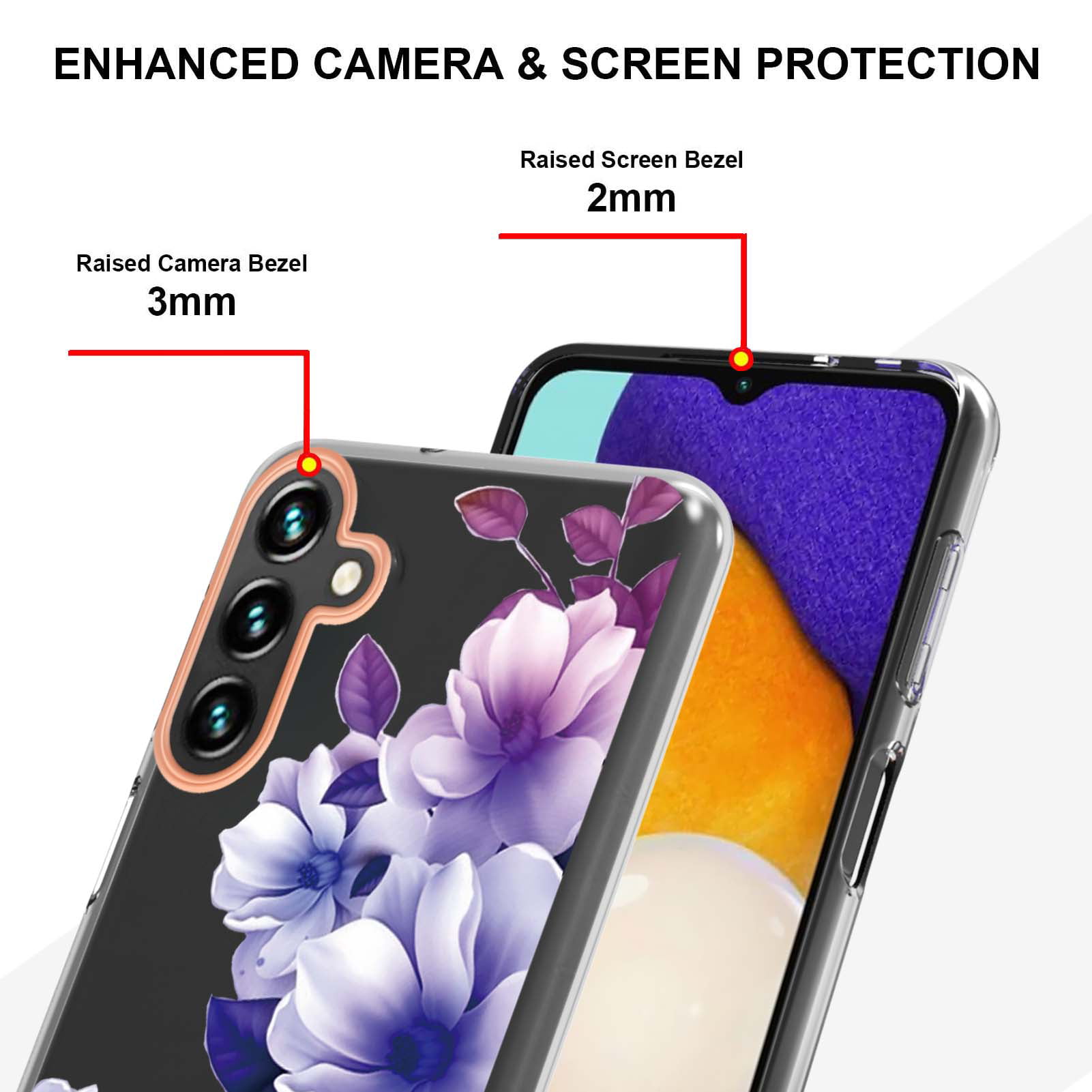 Feishell Case for Samsung Galaxy A14 5G 6.6 inch,Fashion Flower