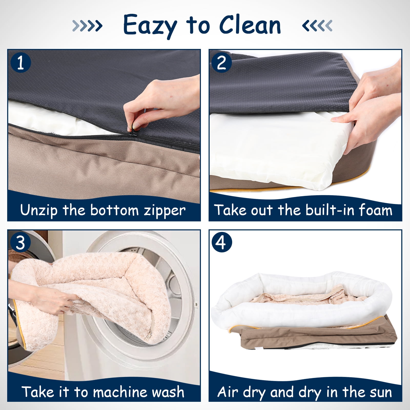 MUMTOP Orthopedic  Dog Bed  with Cooling Breathable Memory Foam , Washable Cover and Non-Slip Base