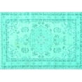 thumbnail image 1 of Ahgly Company Machine Washable Indoor Rectangle Persian Turquoise Blue Traditional Area Rugs, 2' x 5', 1 of 4