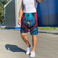 thumbnail image 6 of Rateoe Neon Cyberpunk Blue Bear Print Men's Lounge Shorts – Soft & Breathable Pajama Bottoms with Pockets, Elastic Waistband, Lightweight Sleepwear for Nightwear & Loungewear-X-Large, 6 of 6