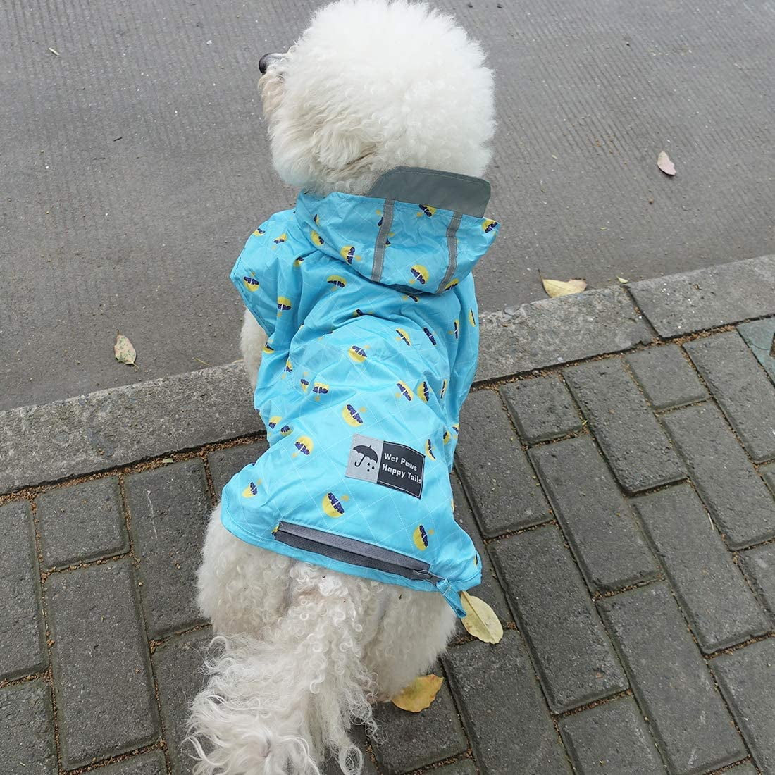 kyeese Dog Raincoat Waterproof Reflective Dog Rain Poncho with Hood Lightweight Packable Dog Slicker Raincoats with Zip Pocket 