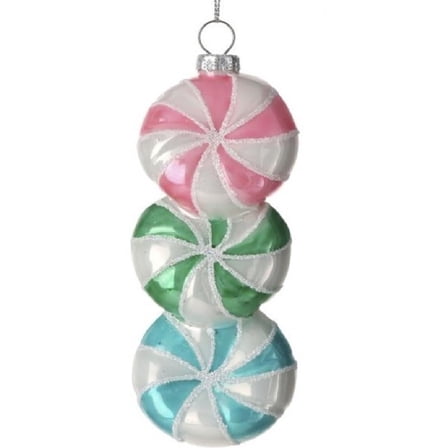 Regency International Glass Triple Peppermint Ornament Pastel 6 Inches