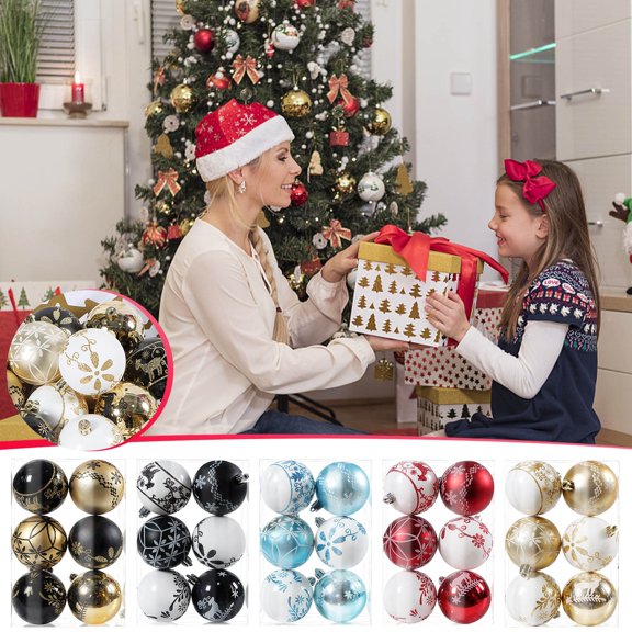 VBVC 6Pcs Christmas Balls Colored Christmas Ornament Ball Set