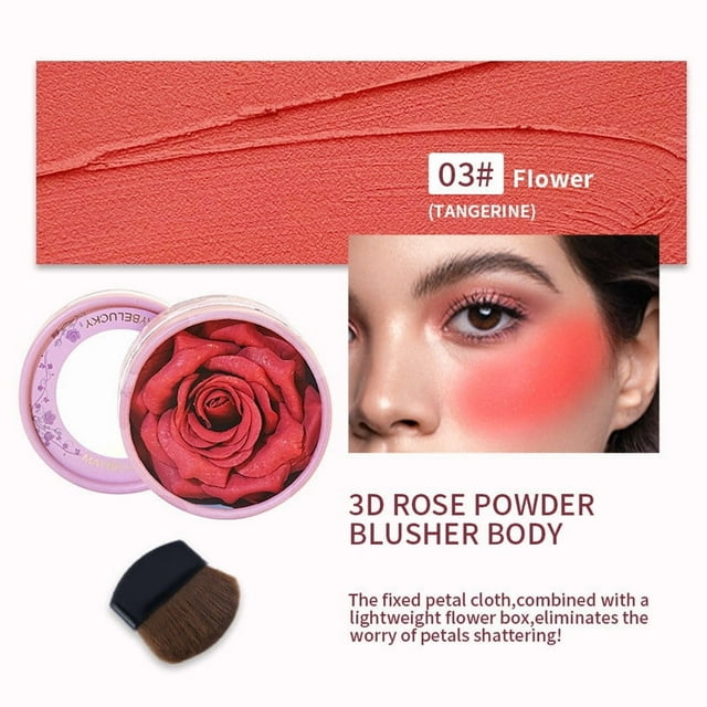 Polvos faciales inspirados en hojas de flores y colores construibles para mujeres y niñas con maquillaje de mejillas ligero, apariencia romántica para fiestas y noches, un rubor