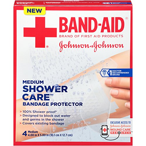 BandAid Shower Care Bandage Protector, Medium, 4 Count