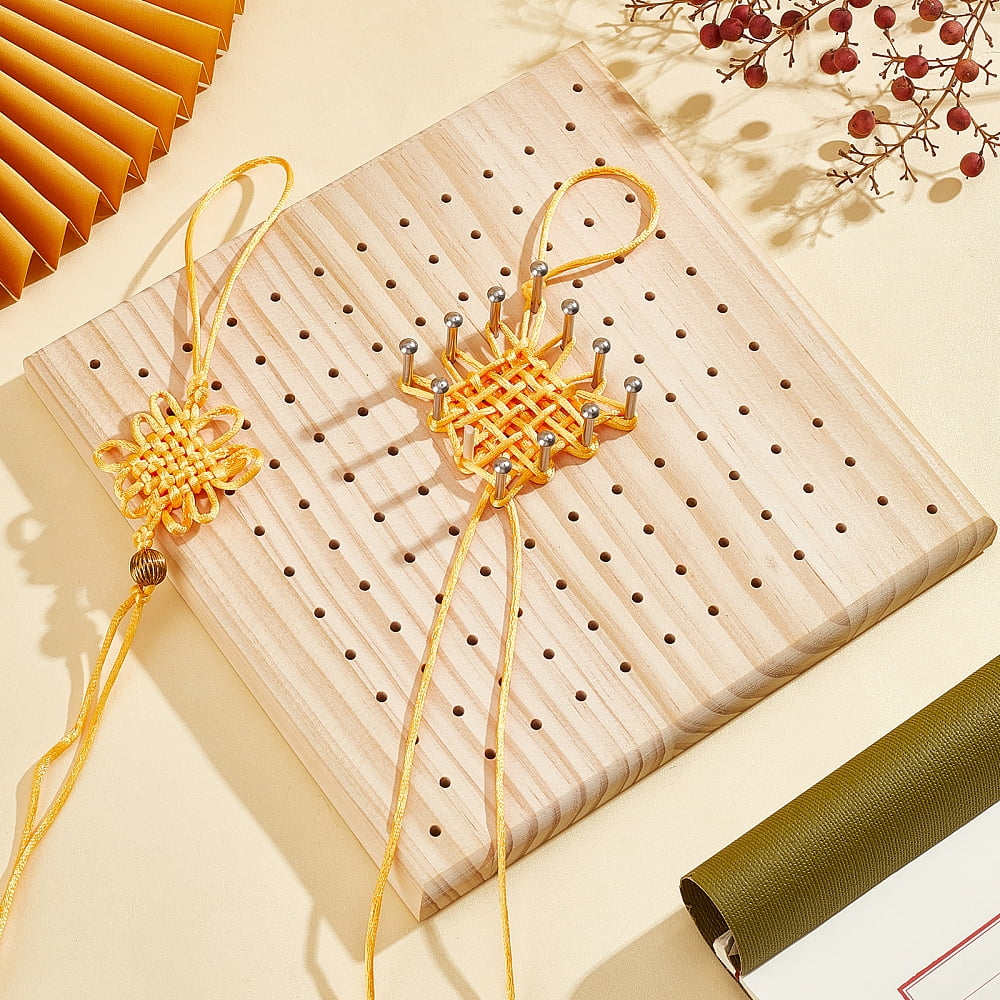 Wood Crochet Blocking Board Knitting Loom with Detachable Stainless Steel Nail for Making Cushions Scarves Hats Headbands Shawl BurlyWood