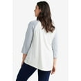 thumbnail image 3 of ellos Women's Plus Size Colorblock 3/4 Sleeve Tee - 5X, Mauve Orchid Heather Grey, 3 of 6