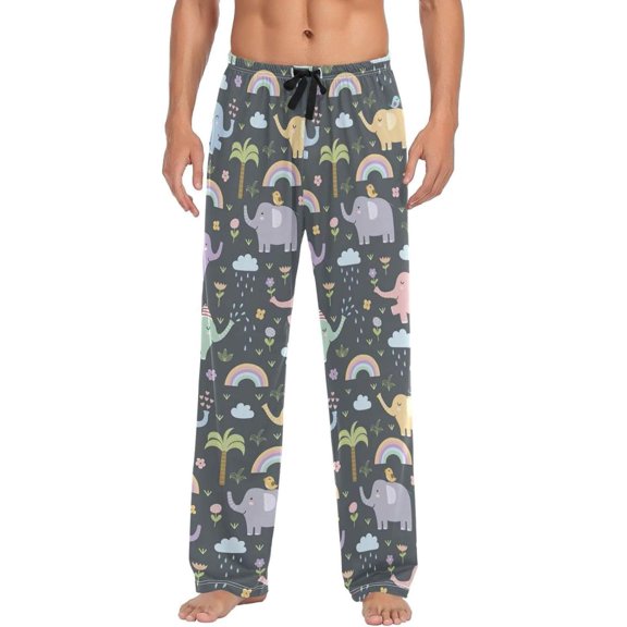 GZHJMY Elephant Pajama Pants for Men, Lounge Pants Lightweight Men Pajama Bottoms with Drawstring Pockets, Christmas New Year Birthday Gifts, Large