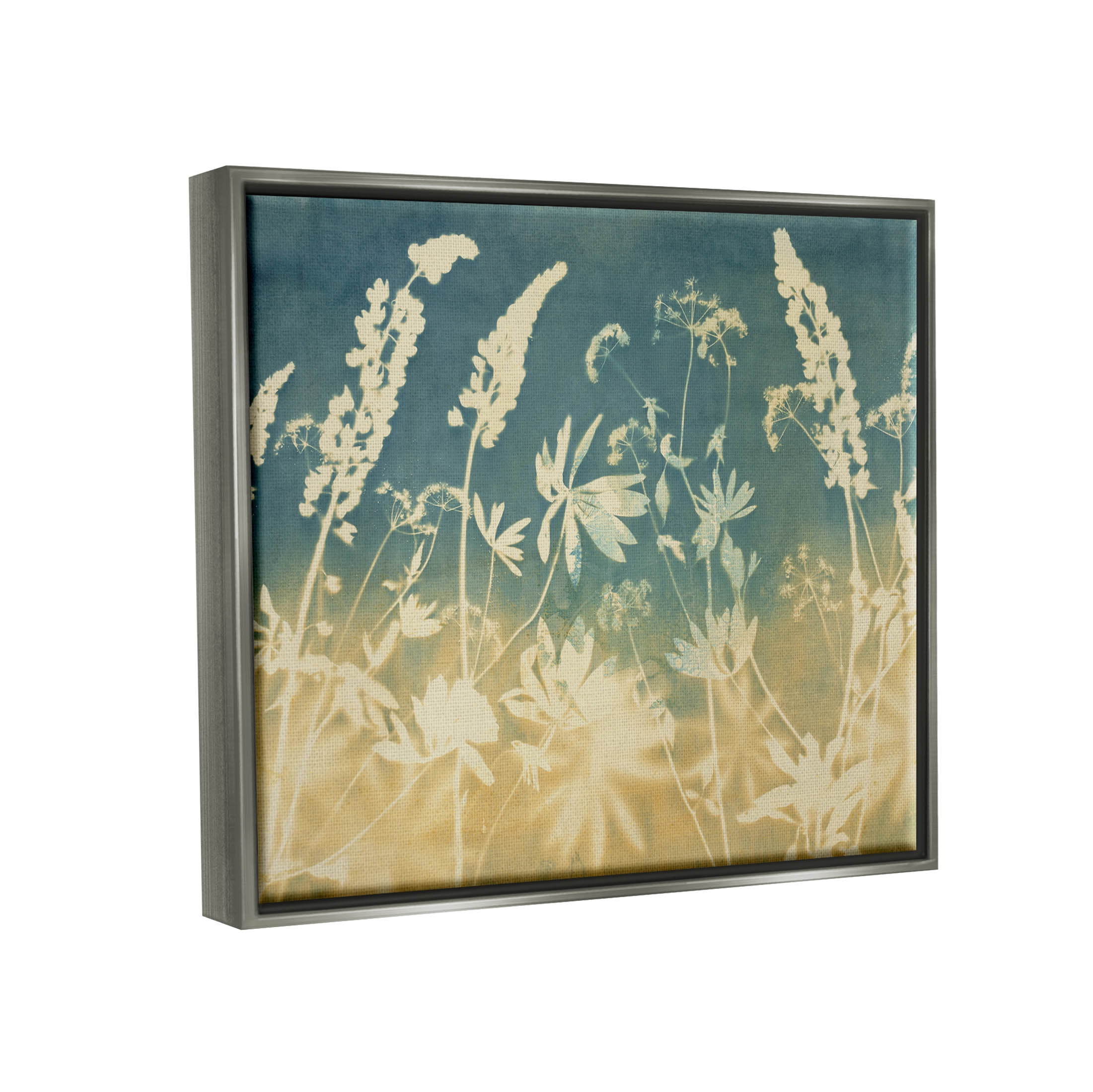 Stupell Industries Modern Flower Meadow Botanicals Graphic Art Luster Gray Floating Framed Canvas Print Wall Art, Design by Liz St. Andre