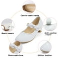 thumbnail image 2 of ADAMUMU Flower Mary Jane Low Heels Girls Princess Shoes Slip on Flat White Toddler Ballerina Dress Shoes for Party Birthday Wedding White Size 4, 2 of 4